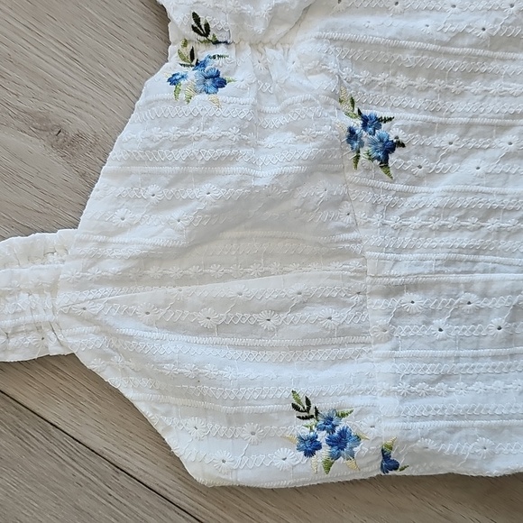 Kirious Cottagecore Dainty Pointelle Embroidered Ruched Cami Crop Top Small - Picture 3 of 12